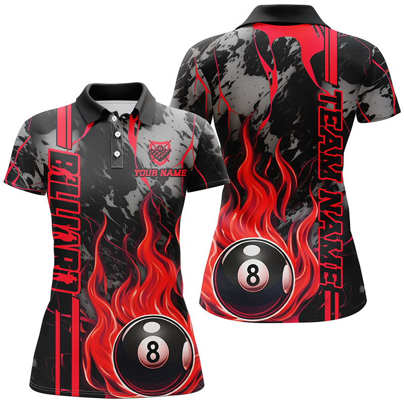 Blisscorners Personalized Flame 8 Ball Billiard Shirts Best Billiard Team Shirts, Pool Jerseys | Red