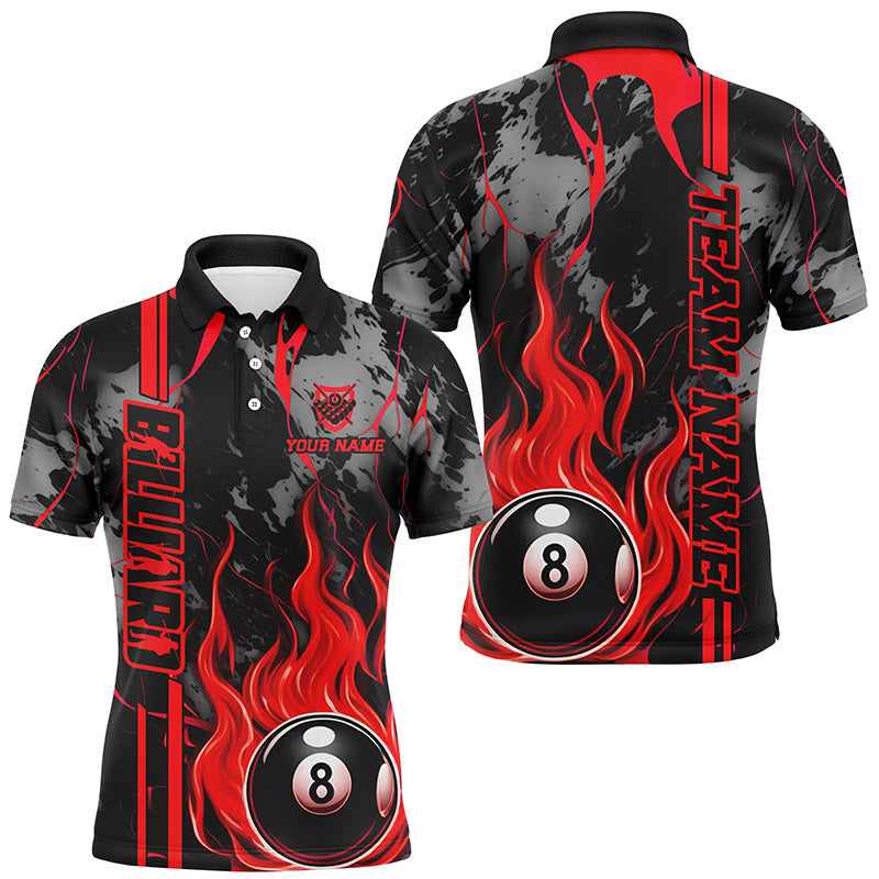 Blisscorners Personalized Flame 8 Ball Billiard Shirts Best Billiard Team Shirts, Pool Jerseys | Red