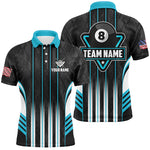 Blisscorners Personalized Blue 8 Ball Pool Billiard Jerseys For Men, Billiard League Team Polo & 1/4 Zip Shirts