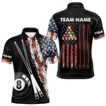 Blisscorners Retro Grunge American Flag 8 Ball Pool Billiard Shirt For Men Custom Patriotic Billiard Team Jersey