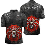 Blisscorners Personalized Grunge Spider Web 8 Ball Pool Billiard Shirts, Scary Billiard Jerseys |Red