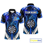Maxxcorners Blue Darts Jerseys Custom Thunder Lightning Dragon Dart Shirt Team Polo & Quarter Zip For Men MT0307