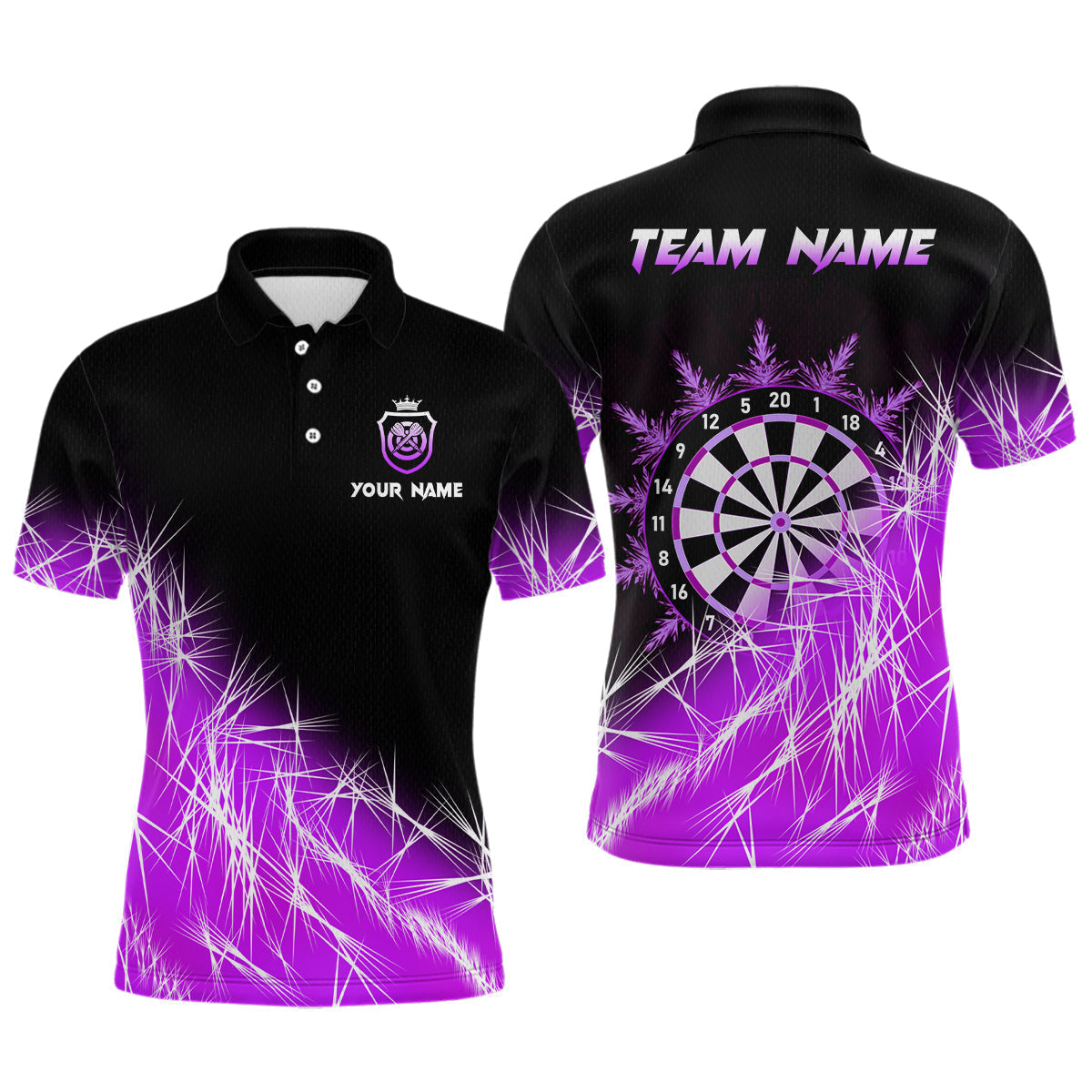Blisscorners Purple Icy Lights Mens Darts Polo & Quarter Zip Custom Dart Shirts For Team Darts Jerseys Outfit LM1506