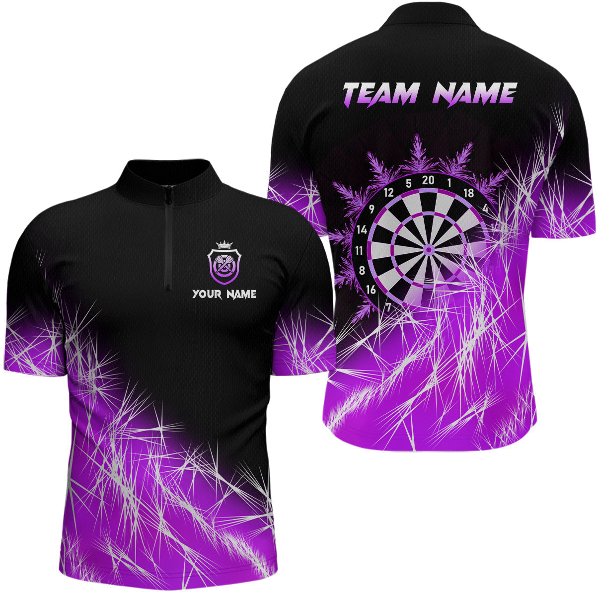 Blisscorners Purple Icy Lights Mens Darts Polo & Quarter Zip Custom Dart Shirts For Team Darts Jerseys Outfit LM1506
