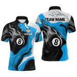 Blisscorners Personalized Black, Blue And White 8 Ball Flame Billiard Shirt For Men Custom Pool Team Jerseys T LM2206