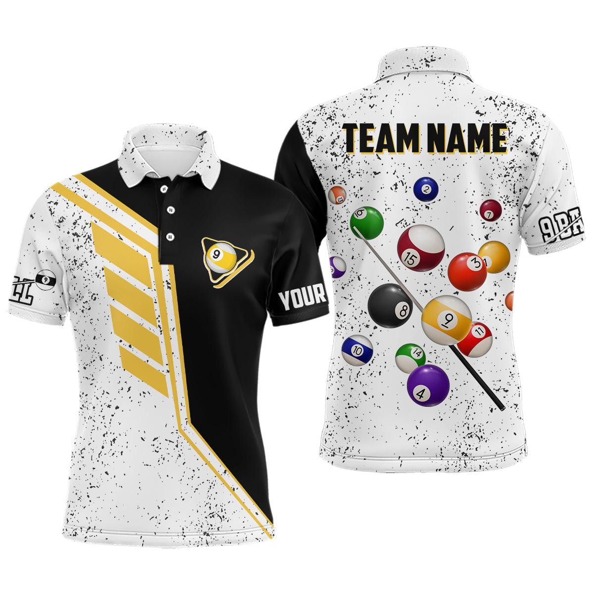 Blisscorners Billiard Balls 9 Ball Pool Grunge Style Custom Billiard Shirts For Men