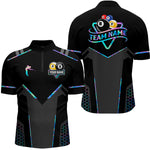 Blisscorners Personalized Holographic Billiard 8 Ball & 9 Ball Pool Polo, 1/4 Zip For Men, Billiard Team Jersey LM3006