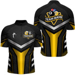 Blisscorners Personalized Billiard 8 Ball & 9 Ball Pool Polo, 1/4 Zip For Men Custom Team Billiard Jersey|Yellow LM3006