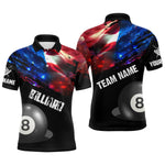 Blisscorners Personalized Glowing American Flag Billiard Shirt For Men Custom Patriotic 8 Ball Pool Team Jersey LM3006