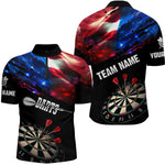 Blisscorners Personalized Glowing American Flag Darts Shirt For Men Custom Patriotic Darts Team Jerseys LM3006