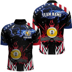 Blisscorners 9 Ball Pool Billiard Jerseys Custom Lightning American Flag Men Billiard Shirts, 9 Ball Team Shirts