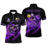 Blisscorners Purple 8 Ball & 9 Ball Pool Billiard Shark Polo & Quarter Zip For Men Custom Team Billiard Jerseys