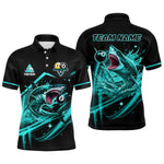 Blisscorners Turquoise 8 Ball & 9 Ball Pool Billiard Shark Polo & 1/4 Zip For Men Custom Team Billiard Jerseys
