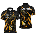 Blisscorners Custom Yellow Black Yin Yang 8 Ball & 9 Ball Dragon Billiard Shirts For Men |Pool Team Jerseys