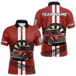 Blisscorners Personalized Red Funny Car Dart Shirts For Men Custom Darts Team Jerseys Polo & Quarter Zip LM1506