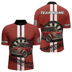 Blisscorners Personalized Red Funny Car Dart Shirts For Men Custom Darts Team Jerseys Polo & Quarter Zip LM1506