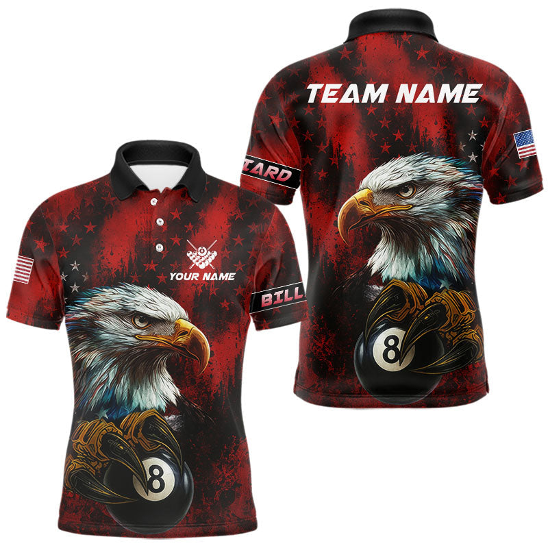 Maxxcorners Black And Red American Flag Eagle Billiard Shirt For Men Custom Claw 8 Ball Pool Team Jersey MT0307