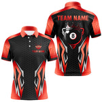 Maxxcorners Black And Red 8 Ball Pool Crown Billiard Shirt For Men Custom Billiard Jersey Team Polo & 1/4 Zip MT0307