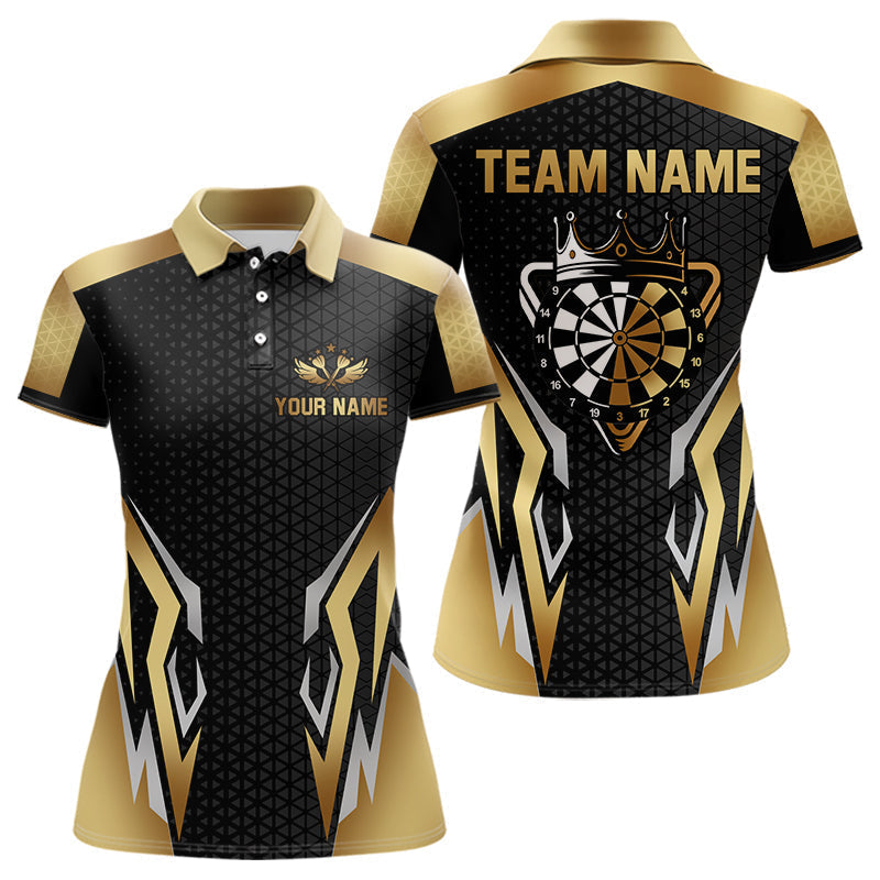 Blisscorners Black And Golden Crown Darts Shirt For Men Custom Darts Jerseys Team Polo & Quarter Zip Uniform LM0607