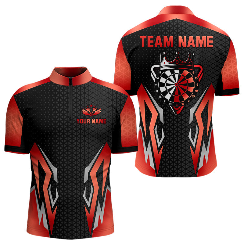 Blisscorners Black And Red Crown Darts Shirt For Men Custom Darts Jerseys Team Polo & Quarter Zip Uniform  LM0607