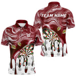 Blisscorners Personalized Marble Swirl Dart Shirt For Men Custom Funny Darts Jersey Team Polo & 1/4 Zip| Red LM2206