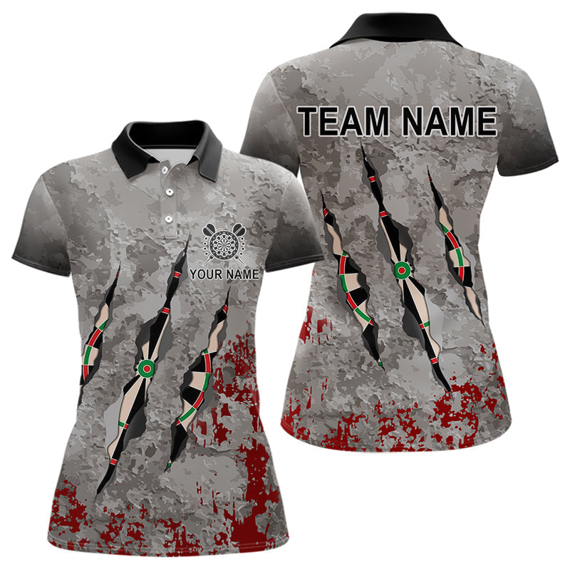 Blisscorners Personalized Red Grey Grunge Dart Shirts For Men Custom Dart Team Jersey MT1706