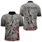 Blisscorners Personalized Red Grey Grunge Dart Shirts For Men Custom Dart Team Jersey MT1706