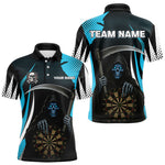 Blisscorners Personalized Blue Grim Reaper Dart Shirt For Men Custom Skull Dart Jerseys Team Polo & 1/4 ZipLM2206