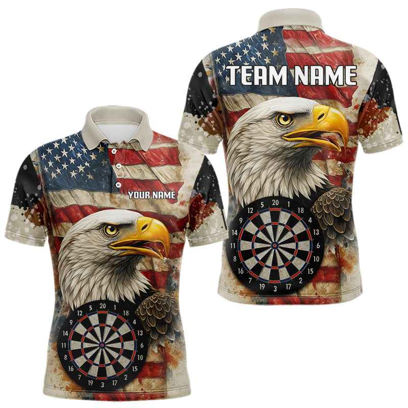 Blisscorners Personalized Patriotic Eagle Darts Shirt For Men Custom Vintage American Flag Darts Team Jersey LM2206