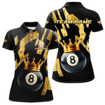 Blisscorners Black And Golden 8 Ball Crown Billiard Shirt For Men Custom Pool Team Jerseys Polo & Quarter Zip LM1307