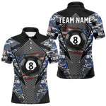 Blisscorners Personalized Blue Camo 8 Ball Pool Billiard Shirt For Men, Patriotic US Flag Billiard Team Jersey LM2206
