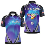 Blisscorners Personalized Blue Purple Galaxy Lightning Billiard Shirt For Men Custom Team League Pool Jersey LM3006