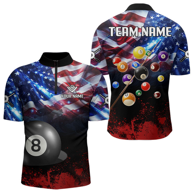 Blisscorners American Flag Patriotic Billiard Shirt For Men Custom 3D Billiard Balls 8 Ball Pool Team Jerseys LM3006