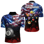 Blisscorners American Flag Patriotic Billiard Shirt For Men Custom 3D Billiard Balls 8 Ball Pool Team Jerseys LM3006