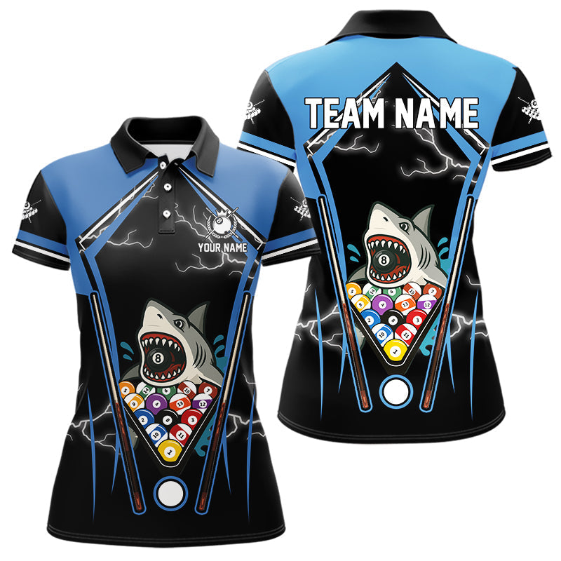 Blisscorners Black Blue Funny Pool And Shark Billiard Shirts Custom 8 Ball Billiard Team Jerseys