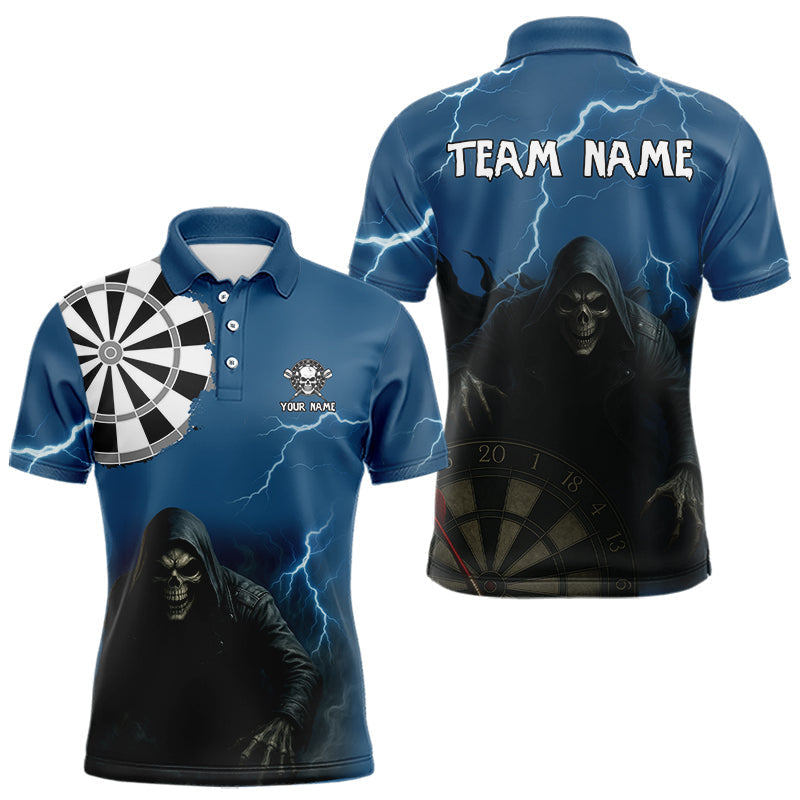 Blisscorners Black And Navy Skeleton Dartboard Darts Shirt For Men - Custom Team & Player Name LM1625