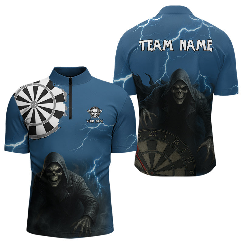 Blisscorners Black And Navy Skeleton Dartboard Darts Shirt For Men - Custom Team & Player Name LM1625