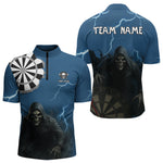 Blisscorners Black And Navy Skeleton Dartboard Darts Shirt For Men - Custom Team & Player Name LM1625
