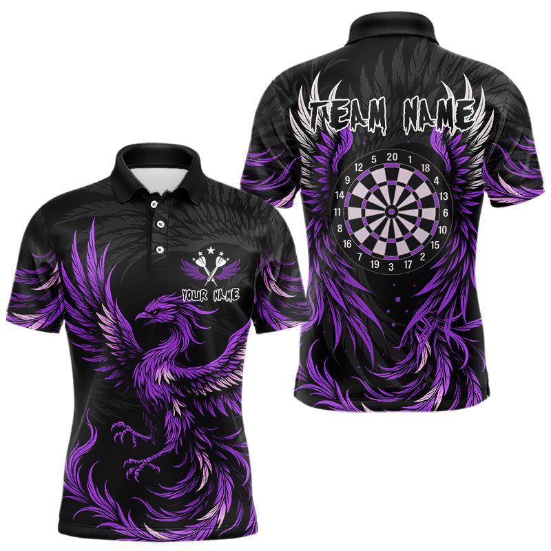 Blisscorners Personalized Phoenix Dartboard Wings Men's Dart Shirts Custom Black And Purple Darts Team Jerseys LM3006