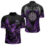 Blisscorners Personalized Phoenix Dartboard Wings Men's Dart Shirts Custom Black And Purple Darts Team Jerseys LM3006