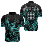 Blisscorners Personalized Phoenix Dartboard Wings Men's Dart Shirts Custom Black & Turquoise Darts Team Jerseys LM3006
