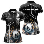 Blisscorners Personalized Thunder Lighting 8 Ball Shirt For Men, White Black Billiard Team Shirts