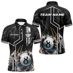Blisscorners Personalized Thunder Lighting 8 Ball Shirt For Men, White Black Billiard Team Shirts
