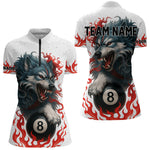 Blisscorners Personalized Wolf Flaming 8 Ball Billiard Shirts For Men Custom Billiard Pool Team Jersey |Red