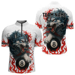 Blisscorners Personalized Wolf Flaming 8 Ball Billiard Shirts For Men Custom Billiard Pool Team Jersey |Red