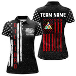 Blisscorners Grunge USA Flag Billiard Jerseys For Men Custom Patriotic Billiard Polo & Quarter Zip Team Shirt