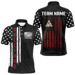 Blisscorners Grunge USA Flag Billiard Jerseys For Men Custom Patriotic Billiard Polo & Quarter Zip Team Shirt