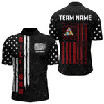 Blisscorners Grunge USA Flag Billiard Jerseys For Men Custom Patriotic Billiard Polo & Quarter Zip Team Shirt