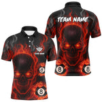 Blisscorners Red Flaming Skull 8 Ball Billiard Shirt For Men Custom Pool Jerseys Team Polo & Quarter Zip
