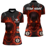 Blisscorners Red Flaming Skull 8 Ball Billiard Shirt For Men Custom Pool Jerseys Team Polo & Quarter Zip
